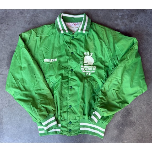 VTG 1960's Mens Sz XL Goodman & Sons Jacket Green HELIX High School CIF Champion